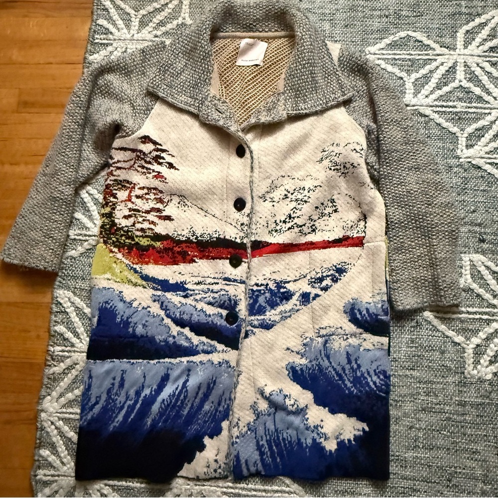 Anthropologie Aldo Martins Ocean Funnel Neck Sweater Coat M ❗️ - Picture 4 of 10